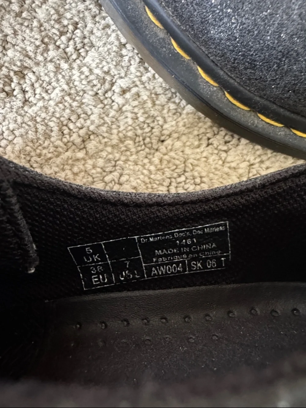 Doc Martens Black Glitter Oxford Shoes with a Yellow Stitching - Picture 3 of 3